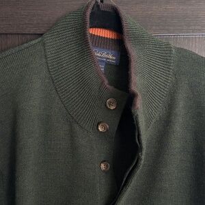 Brooks Brothers Extra Fine Italian Merino Wool Hunter Green Sweater Mens Large